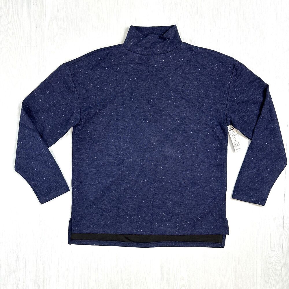 NWT Simply Vera Vera Wang Women S Turtleneck Scuba Top Navy Speckled Side Vent